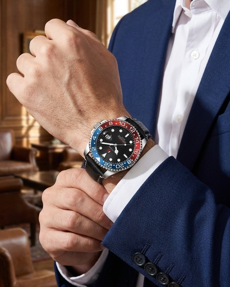 YOUNGBRIT® WINDSOR - LEATHER BLUE/RED