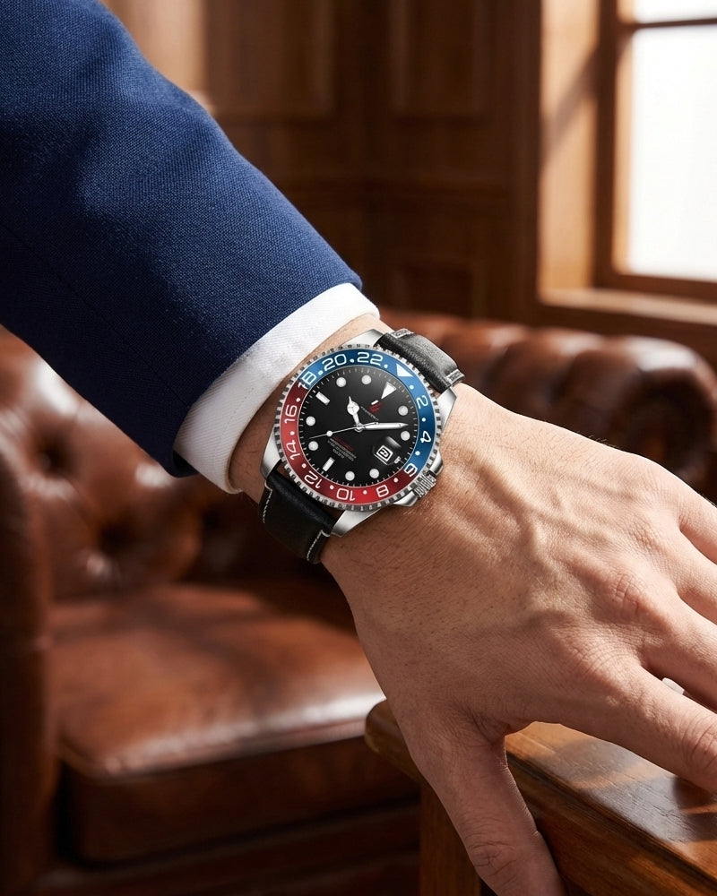 YOUNGBRIT® WINDSOR - LEATHER BLUE/RED