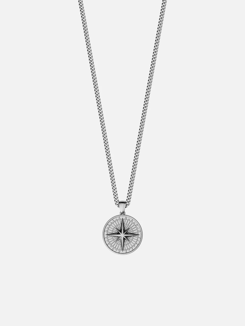 YOUNGBRIT® GREENWICH COMPASS NECKLACE- SILVER