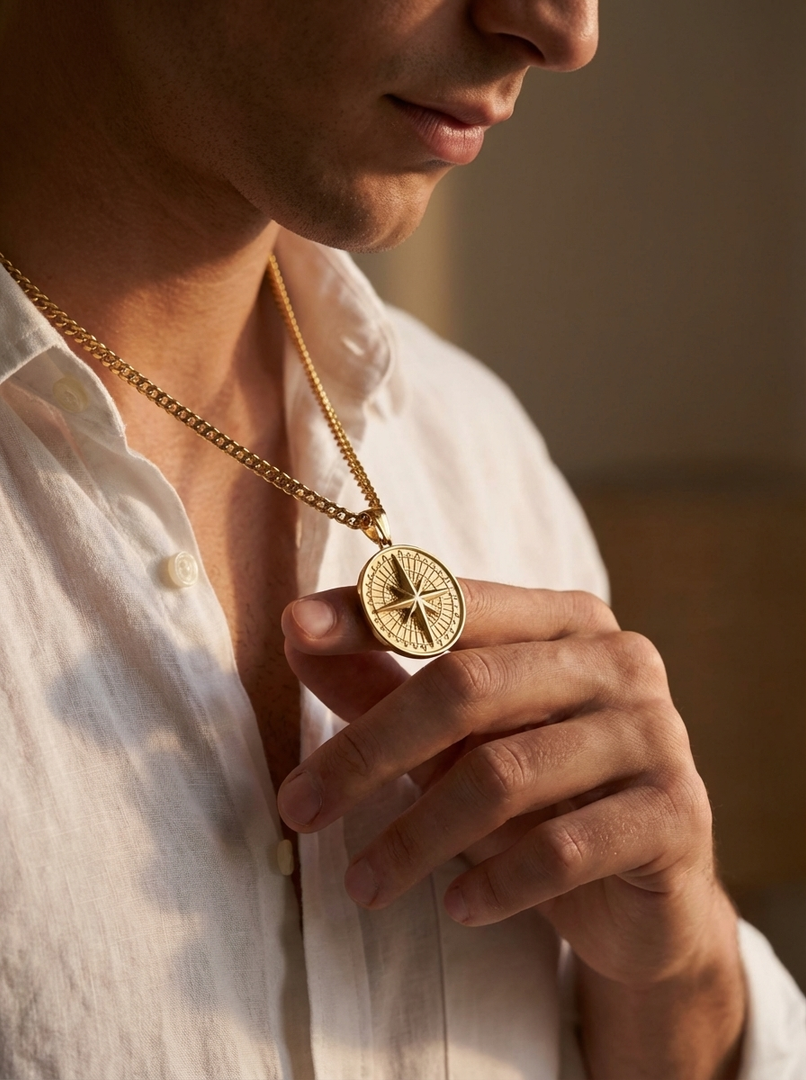 YOUNGBRIT® GREENWICH COMPASS NECKLACE- 18K GOLD