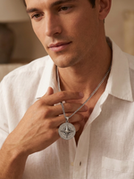 Load image into Gallery viewer, YOUNGBRIT® GREENWICH COMPASS NECKLACE- SILVER