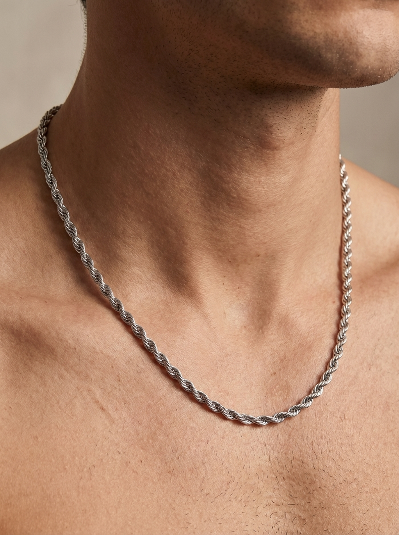 YOUNGBRIT® TRAFALGAR ROPE NECKLACE- SILVER