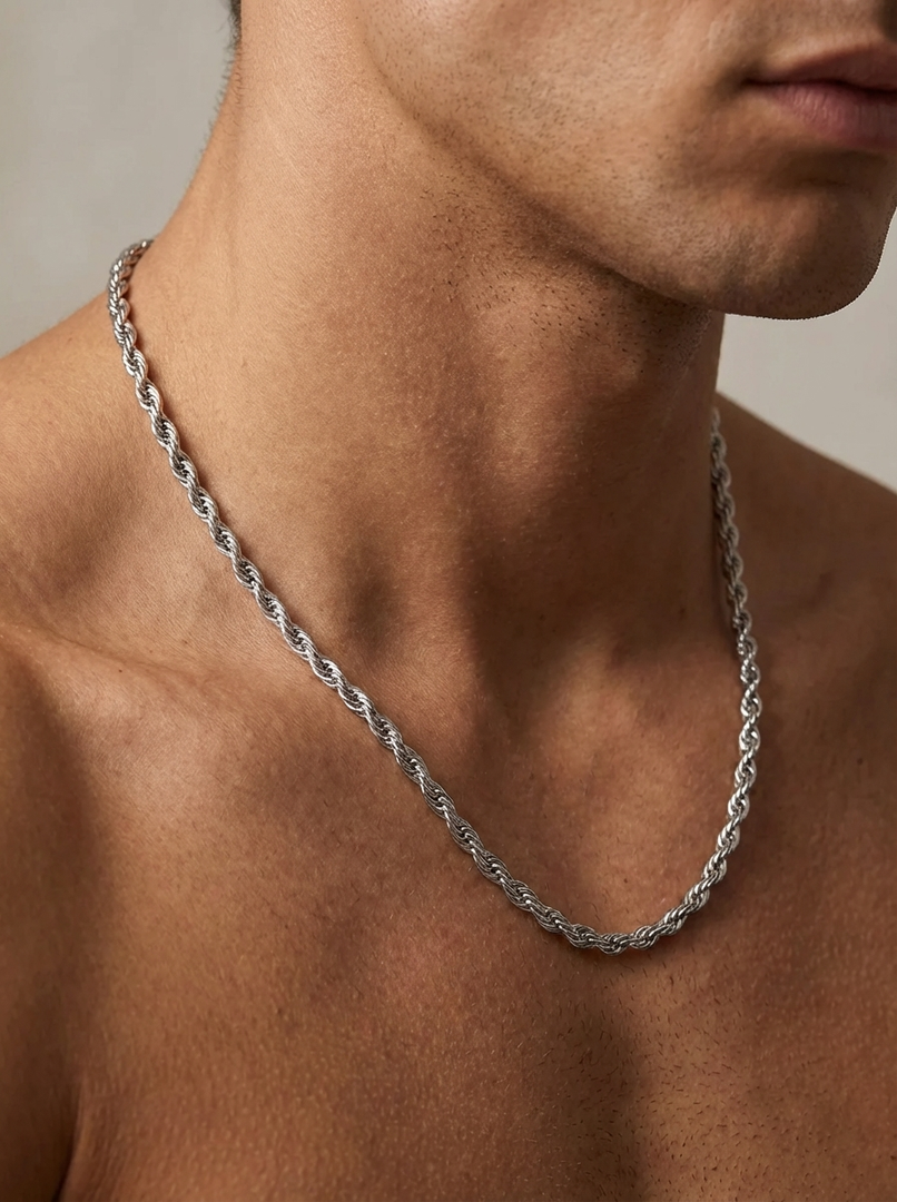 YOUNGBRIT® TRAFALGAR ROPE NECKLACE- SILVER