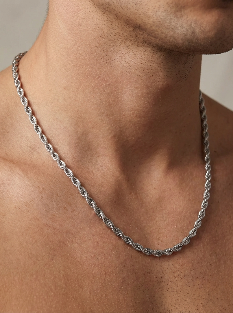 YOUNGBRIT® TRAFALGAR ROPE NECKLACE- SILVER
