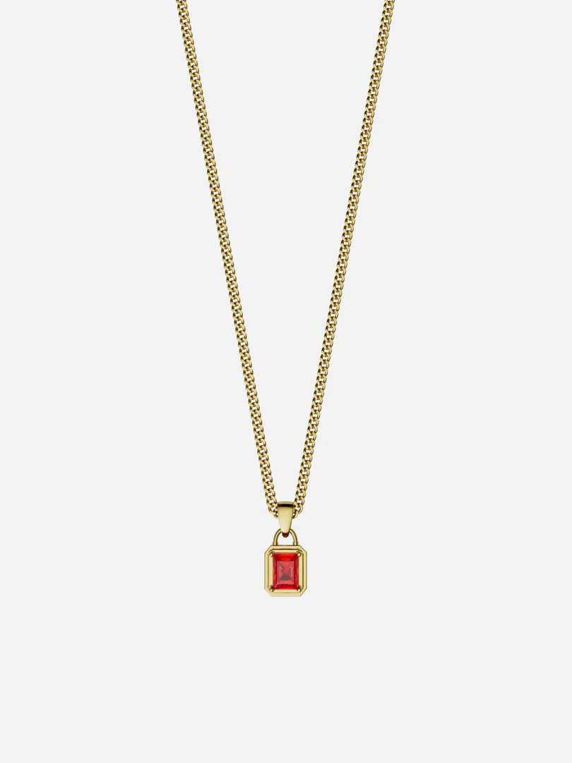 YOUNGBRIT® WESTMINSTER GEMSTONE NECKLACE- 18K GOLD/RED