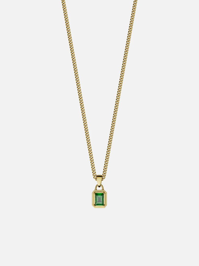 YOUNGBRIT® WESTMINSTER GEMSTONE NECKLACE- 18K GOLD/GREEN